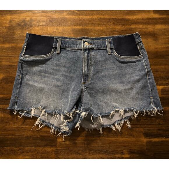 Joes Jeans Women’s 34 Maternity Denim Shorts Ozzie Mid Rise Cut Off Blue Jean - Picture 1 of 12